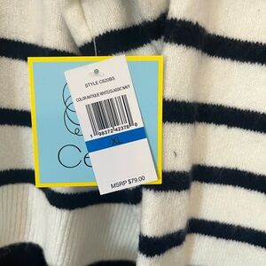 Navy and White Striped Sweater XL